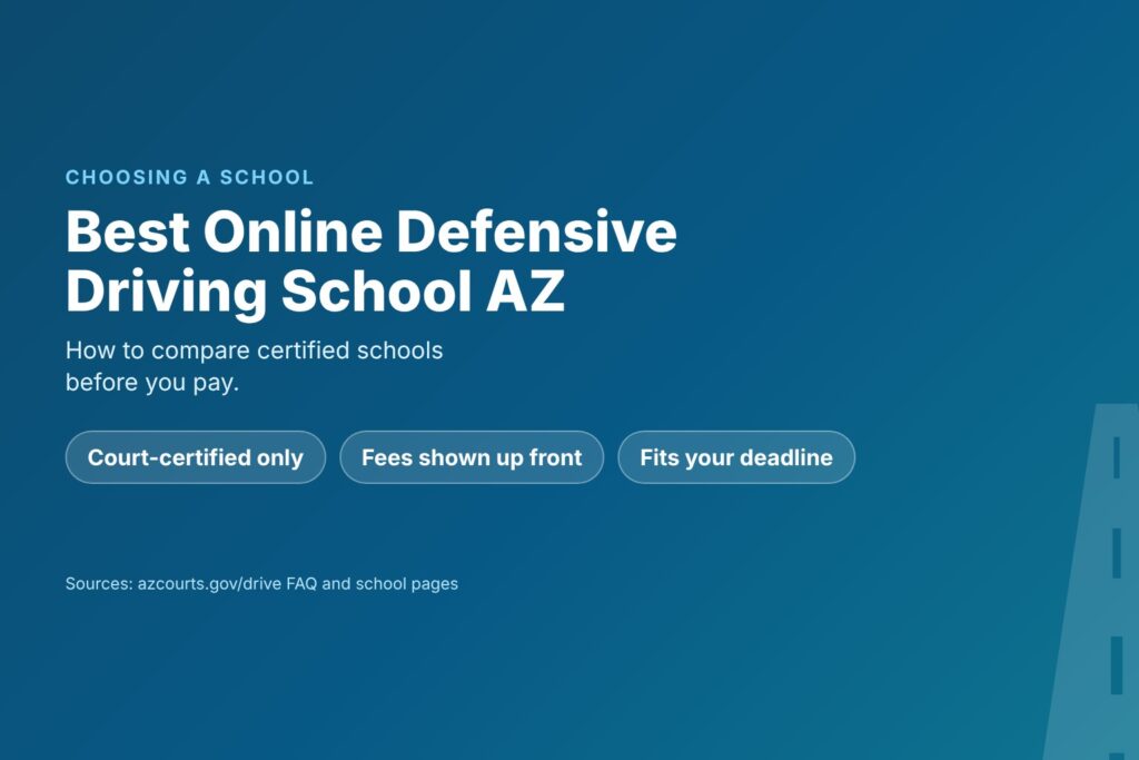 Blog Articles 8 Title card reading Best Online Defensive Driving School AZ, how to choose