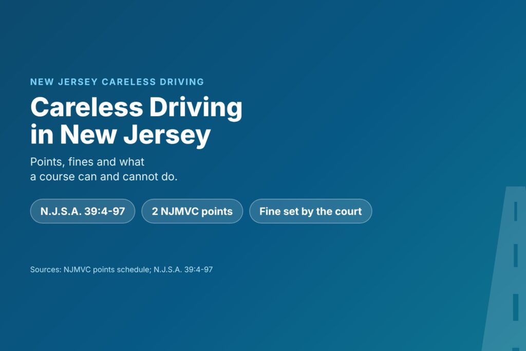 Blog Articles 3 Title card reading Careless Driving in New Jersey, points, fines and what to know