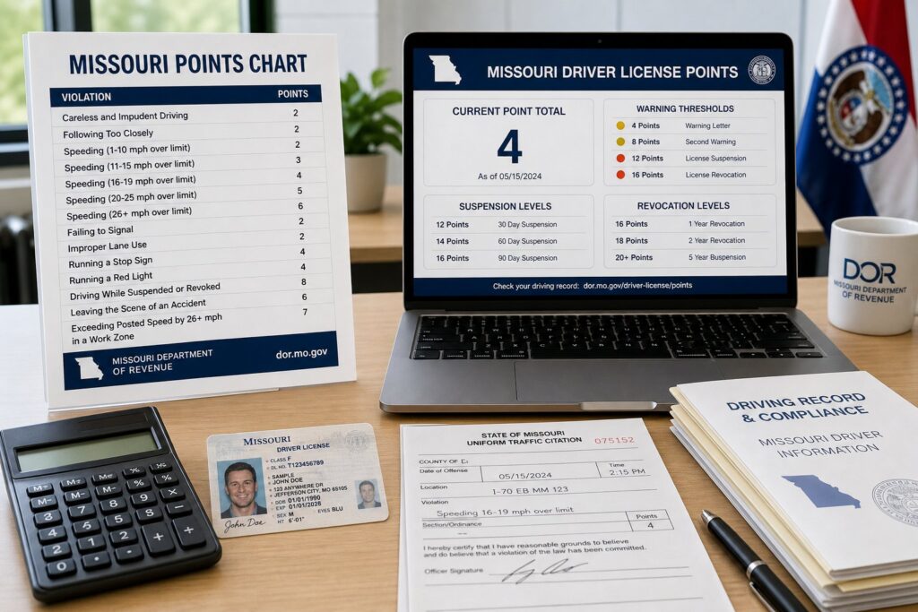 Blog Articles 6 Missouri Points Chart: How Many Points for Each Traffic Violation