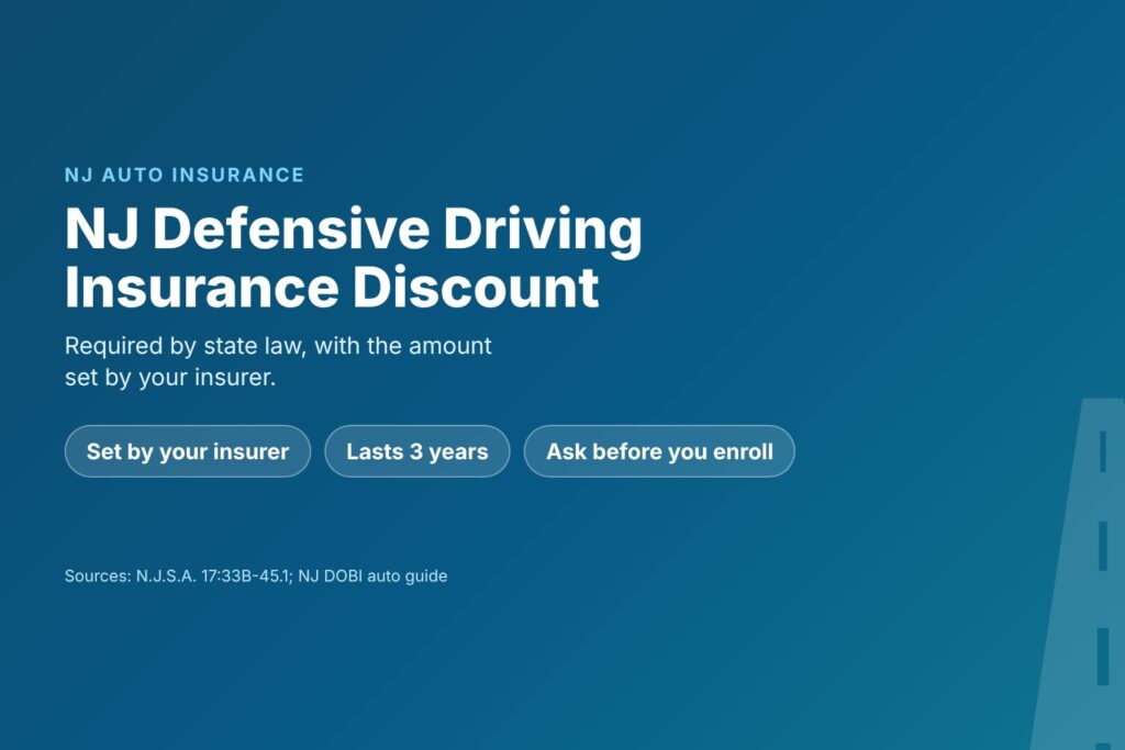 Blog Articles 8 Title card reading NJ Defensive Driving Insurance Discount, what to ask your insurer