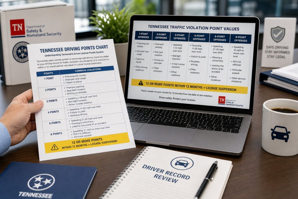 Blog Articles 8 Tennessee Demerit Points Chart: How Many Points for Each Traffic Violation
