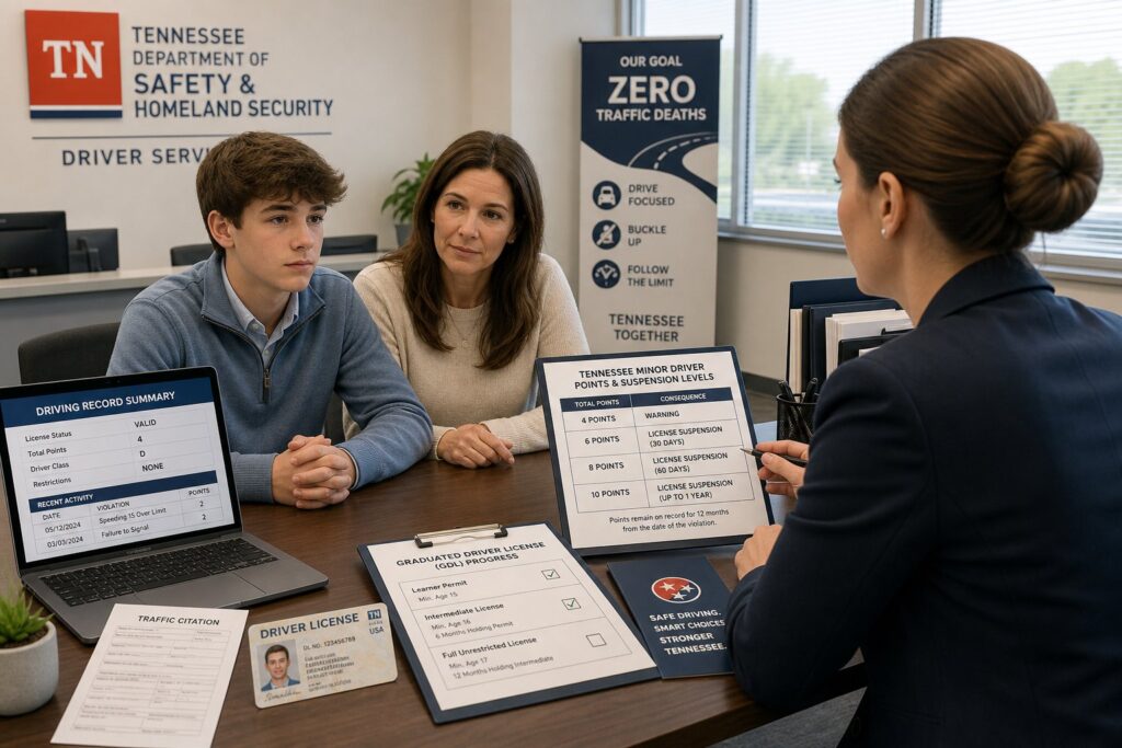 Blog Articles 1 Tennessee Minor Driver License Points: Stricter Rules for Under-18 Drivers